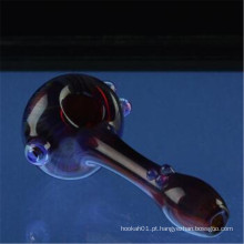 Smoky Glass Amber Purple Colher para fumar com pontos (ES-HP-028)